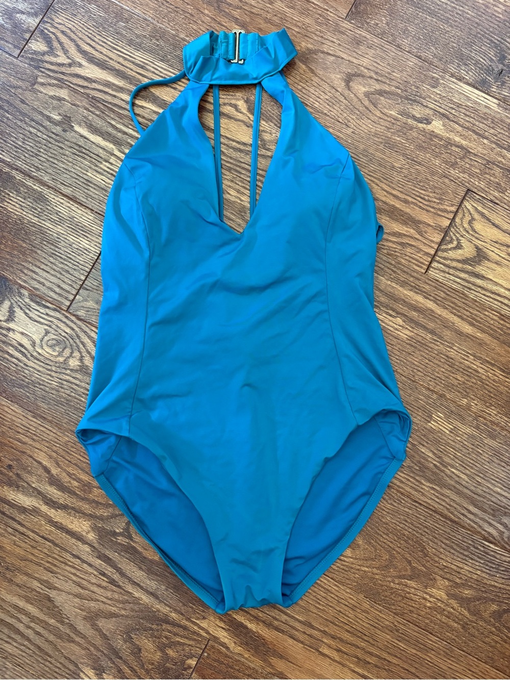 Laundry By Shelli Segal Teal Halter One-Piece Swimsuit